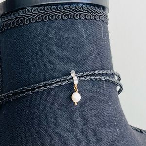 Taolai Leather Pearl Choker Necklace